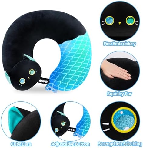 Mewaii Kids Travel Pillow - Mermaid Cat 2-in-1 Neck Pillow