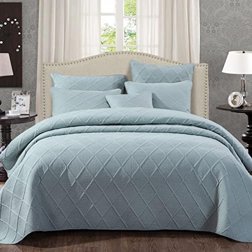 Tache Seafoam Blue Green Quilted Bedspread 3 Piece Set California King
