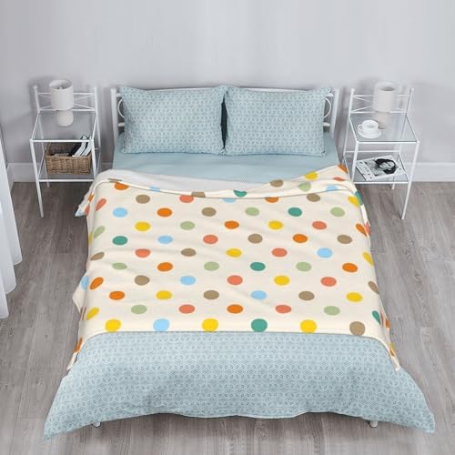 Colorful Retro Polka Dot Throw Blanket 50x40in