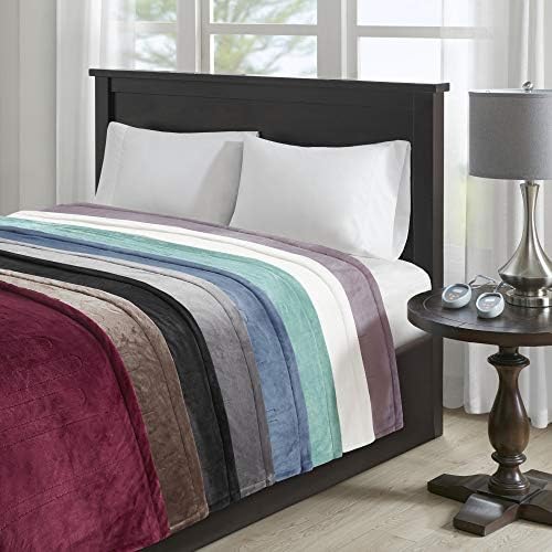 Beautyrest Heated Plush Electric Blanket - 20 Heat Levels Queen Size Lavender