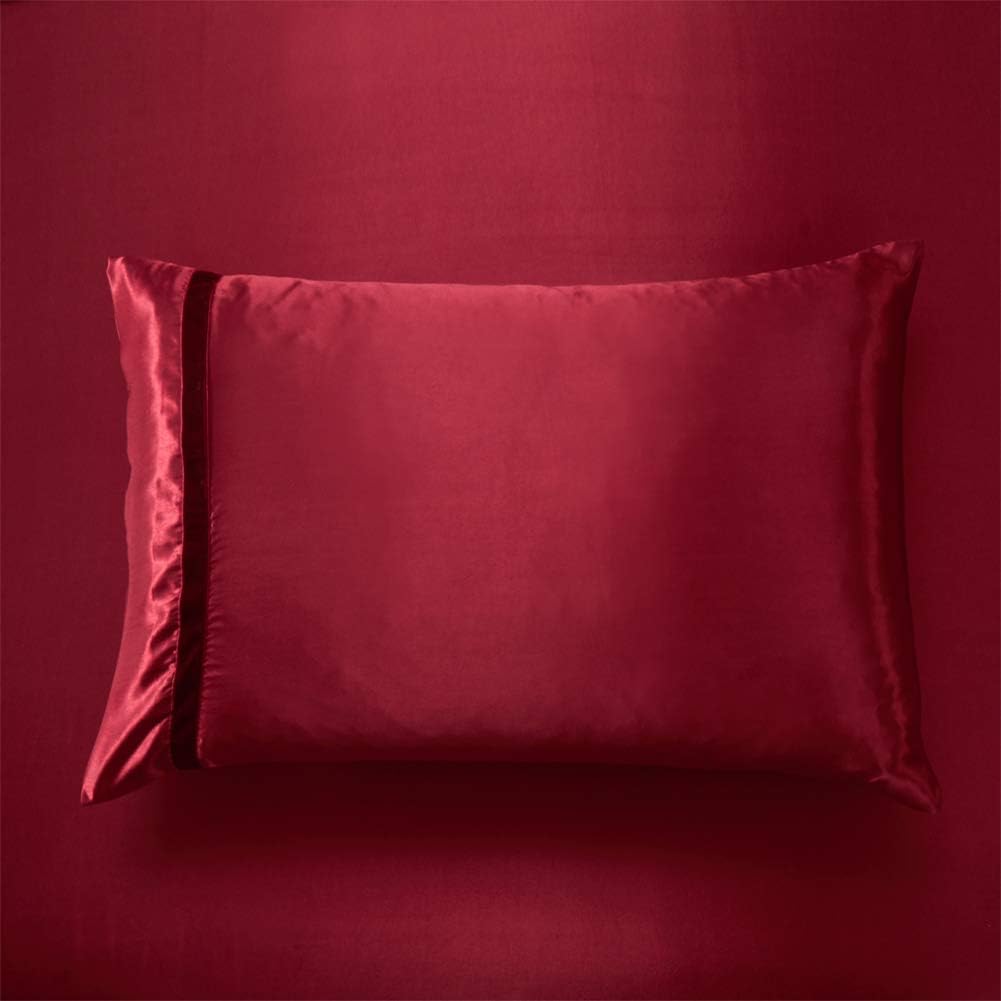 RevenRella 6-Piece Satin Sheet Set Queen Size Burgundy Velvet