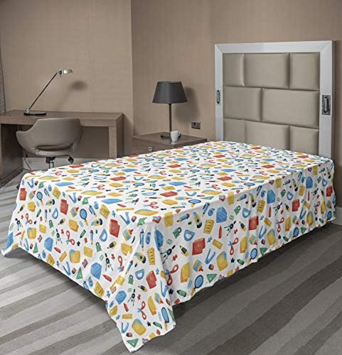 Ambesonne Colorful Flat Sheet TwinXL 102x66 Inches