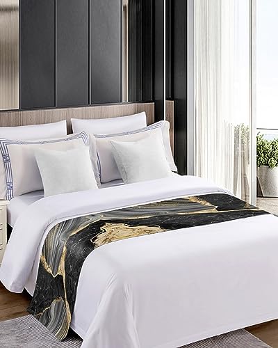 Sabolny Abstract Marble Bed Runner Scarf Cal King Size