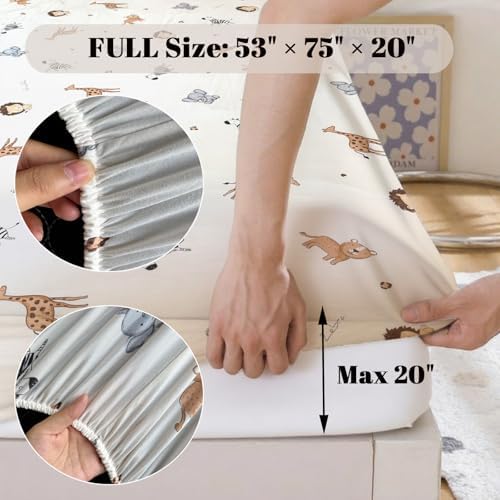 MorroMorn Fitted Sheet Full Size - Cute Animal Microfiber