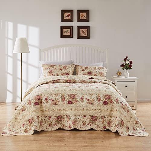 Greenland Home Antique Rose 100 Cotton Bedspread Set Queen 1