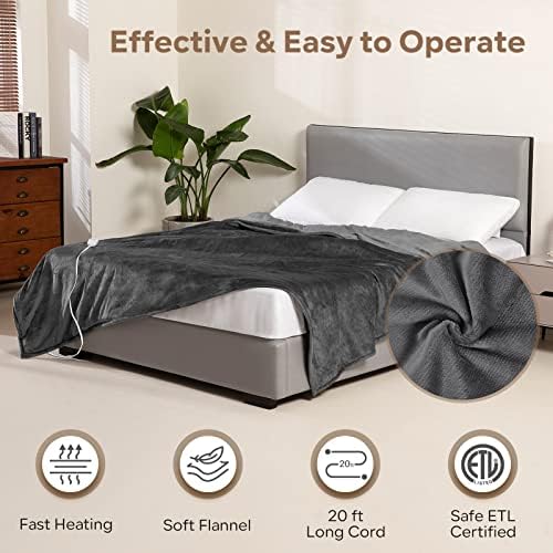 FIGERM Electric Heated Blanket Queen Size 84 x 90 Inch