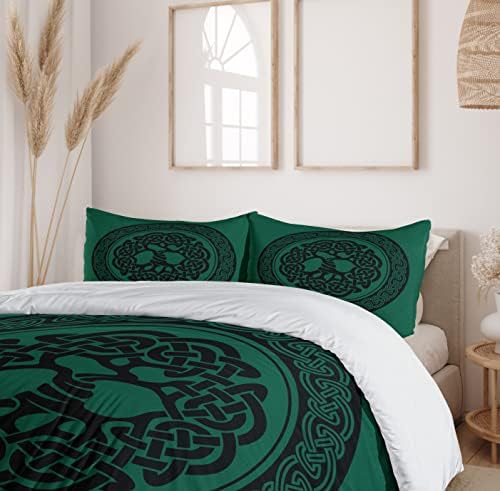 Ambesonne Celtic Duvet Cover Set Forest Green Black