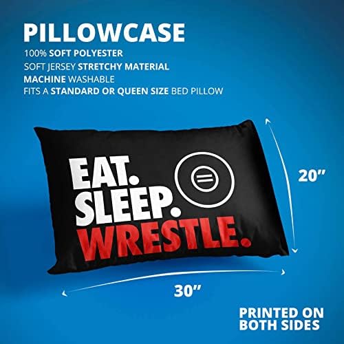 ChalkTalkSPORTS Eat Sleep Wrestle Pillowcase BlackRed 1