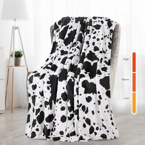 USB Heated Cow Throw Blanket 50x60 with 3 Heat Levels