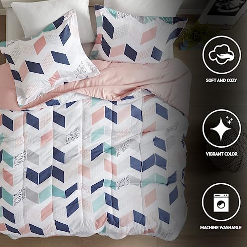 Comfort Spaces Kylar Cozy Comforter Set with Blush Ruching