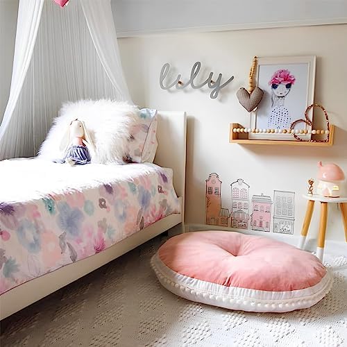 Kishome Large Round Floor Pillow for Kids 35 Inches Canopy Pink