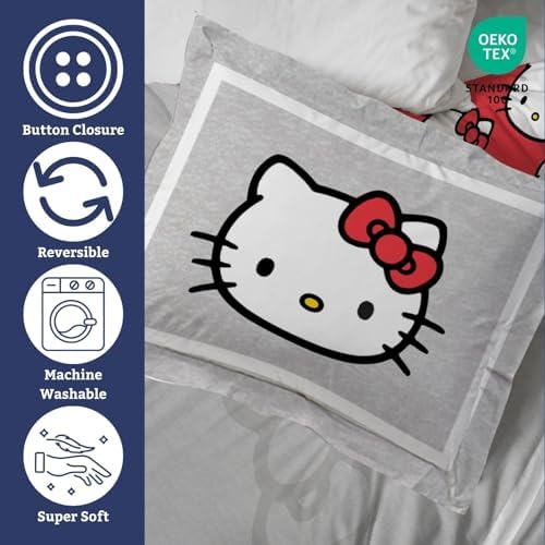 Jay Franco Hello Kitty Duvet Cover Set - Grey Twin