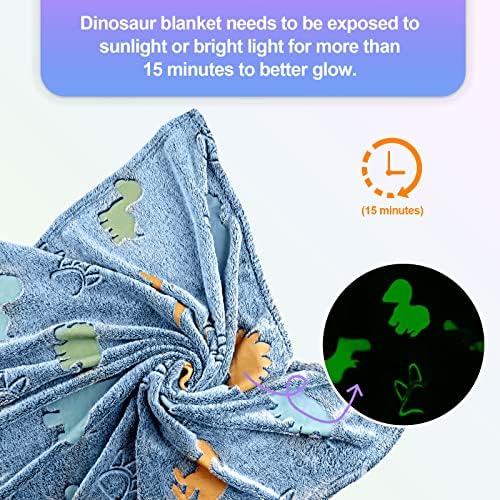 TEHALK Dinosaur Glow in the Dark Blanket for Boys