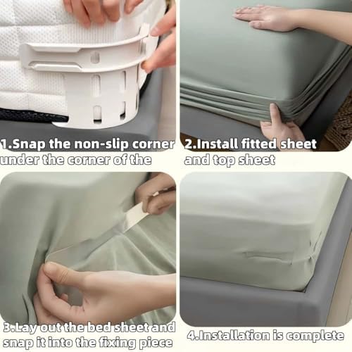 WEERSHUN Sheet Holders Set of 4 White Secure Bed Sheets