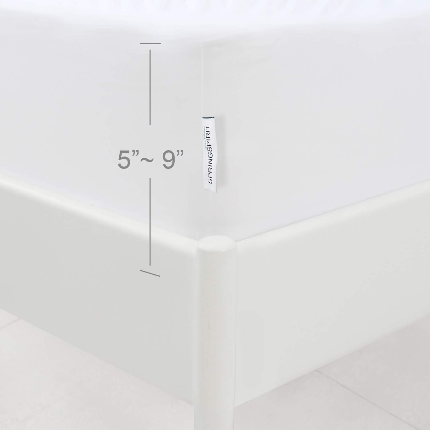 Twin Box Spring Cover with Elastic Woven Material Dustproof Washable White