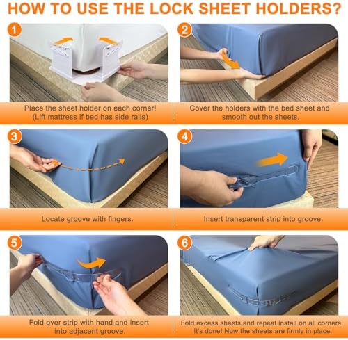 GASLIKE Lock Sheet Holders 4Pcs with Anti-Slip Pads