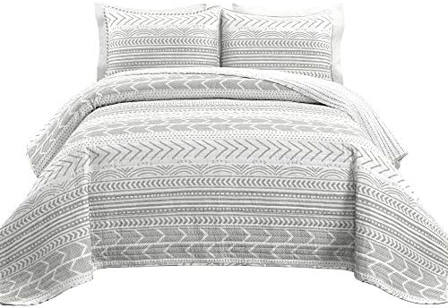 Lush Decor Hygge Geo Striped King Quilt Set