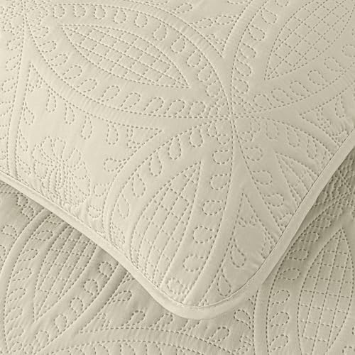 Chezmoi Austin 3-Piece Oversized Bedspread Set King Ivory