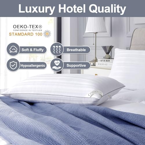 Cosmoluxe Hotel Bed Pillows 2 Pack for Back and Side Sleepers