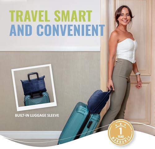 BOACAY Soft Warm Travel Blanket with Pillow and Luggage Sleeve
