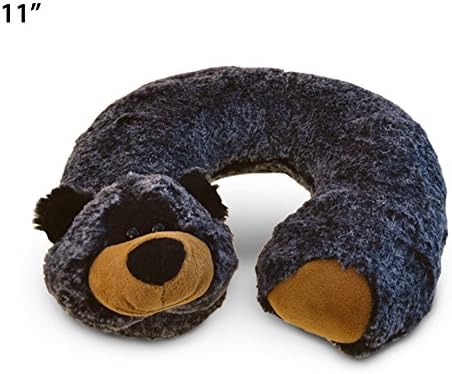 Puzzled Black Bear Plush Travel Pillow and Hat Set