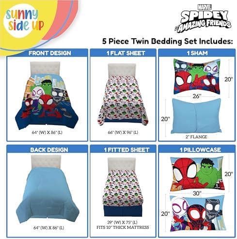 Sunny Side Up Marvel Spidey Comforter Set - 5 Piece Twin Kids Bedding