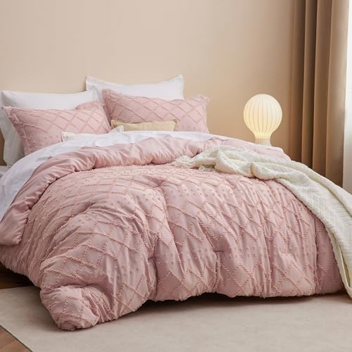 Bedsure Queen Comforter Set - Coral Pink