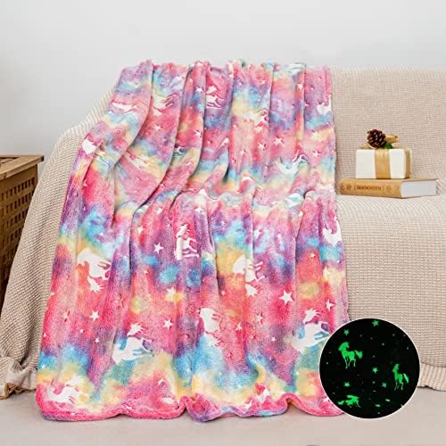 Glow in the Dark Unicorn Blanket 50x60 inch Flannel