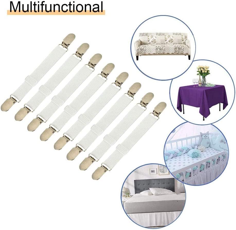 8Pcs Adjustable Sheet Straps Clips for Bed Mattress Sofa and More