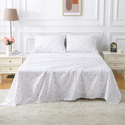 Softan Pink Floral Twin Fitted Sheet Set 3 Pieces