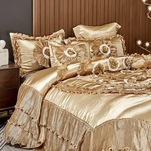 Tache Satin Gold Caramel Euro Pillow Sham 26x26