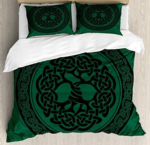 Ambesonne Celtic Duvet Cover Set Forest Green Black