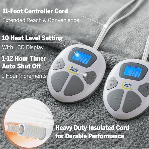 Serta Heated Blanket King 100 x 90 Grey