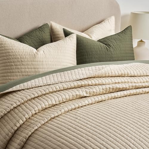 EVERGRACEHOME Cotton Sateen Quilt Set Queen Size
