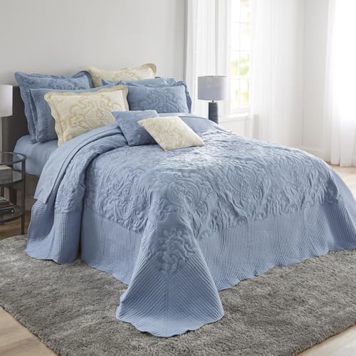 BrylaneHome Ultra Soft Damask Bedspread - King Ivory Lavender