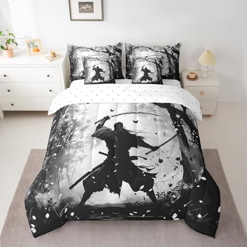 Erosebridal 7-Piece Samurai Print Comforter Set