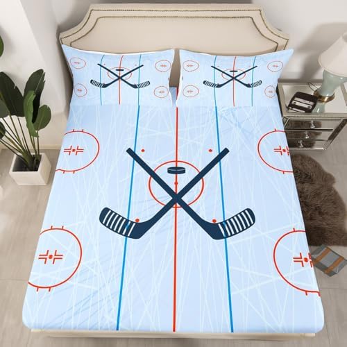 Homewish Ice Hockey Kids Sheet Twin Size 3pcs Set