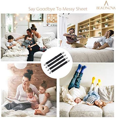 BEADNOVA Adjustable Sheet Suspenders 4 Pcs