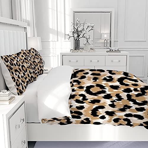 Hapuxt Home Duvet Cover Set Leopard Print 3 Pieces California King