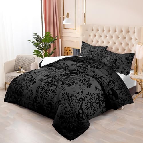 Skull Comforter Set Queen Size with 3D Printed Design