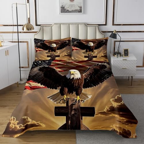 Erosebridal Eagle Quilt Set 4th of July Bedding Queen Size