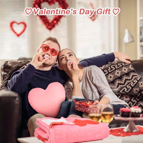 ChezMax Heart Pillow Blanket - Pink 2-in-1 Set