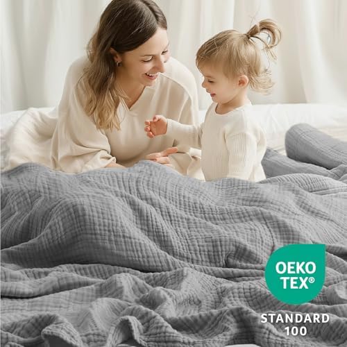 Kozyhvn 100 Cotton Muslin Blanket King 108x90 Grey