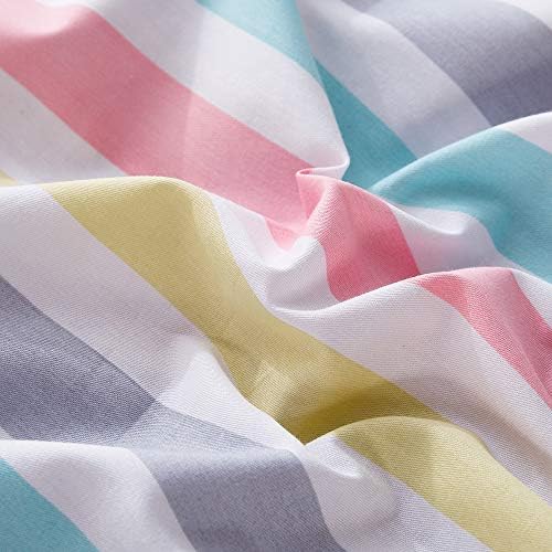 HighBuy Cooling Cotton Fitted Sheet Twin Size Deep Pocket Striped