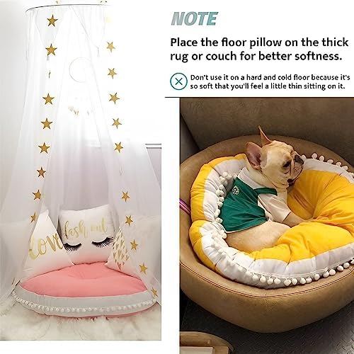 Kishome Large Round Floor Pillow for Kids 35 Inches Canopy Pink