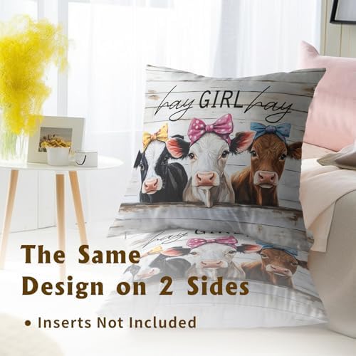 Giwawa Farmhouse Cow Pillow Covers Set of 2 18x18 Inch