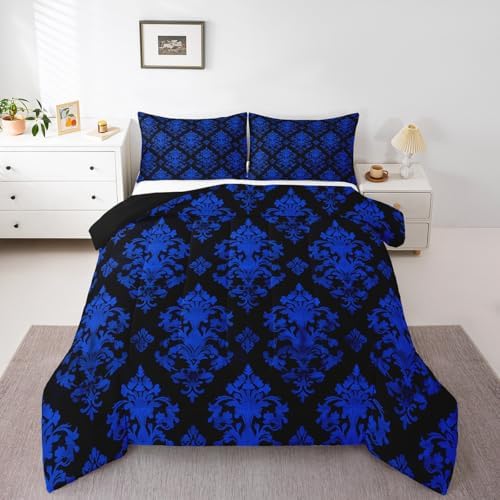 Erosebridal Blue Damask Comforter Set for Kids