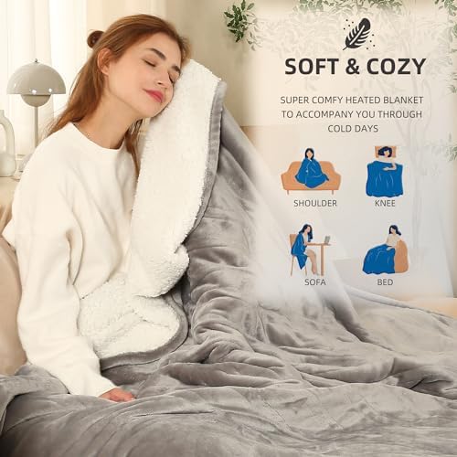 ESTINGO Heated Throw Blanket 50x60 5 Heat Levels 4H Auto Off