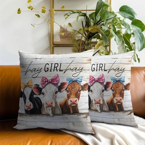 Giwawa Farmhouse Cow Pillow Covers Set of 2 18x18 Inch