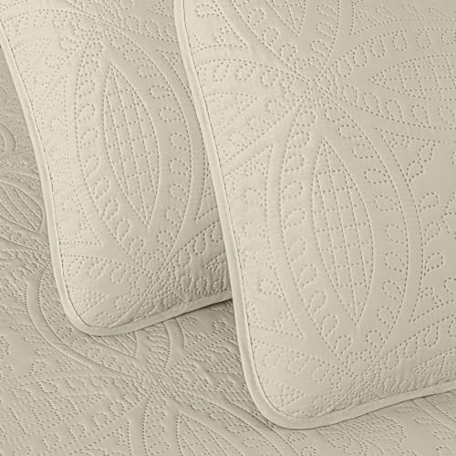 Chezmoi Austin 3-Piece Oversized Bedspread Set King Ivory